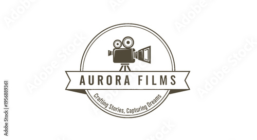 Aurora Films logo with vintage film camera and banner.