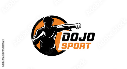 Dynamic logo of a powerful boxer delivering a punch, embodying strength and martial arts.