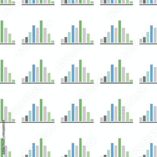 Multiple rows of bar charts, each displaying varying bar heights and colors
