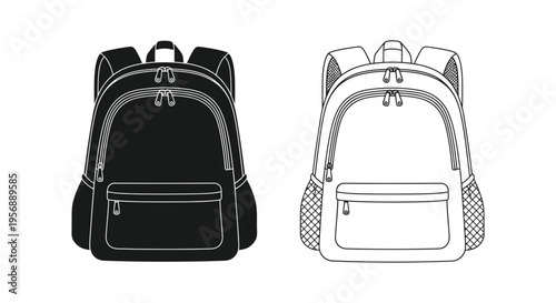 Two backpacks displayed a black version and a white version with texture