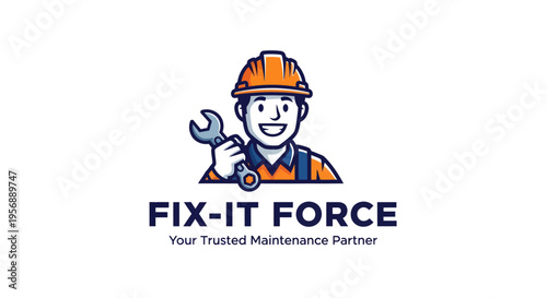 Fix It Force Logo Featuring a Smiling Maintenance Worker Holding a Wrench.