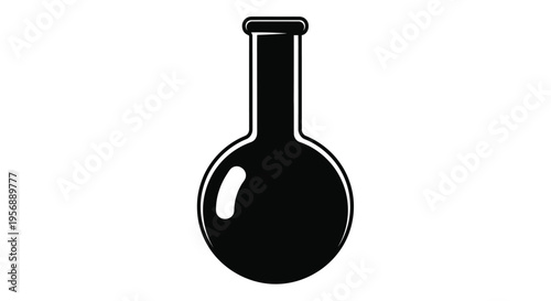 Simple black silhouette of a round bottomed flask isolated on white