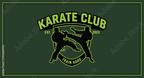 Karate Club Logo with Two Fighters in Action.
