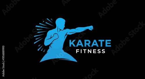 Karate Fitness Silhouette Performing Martial Arts Punch.