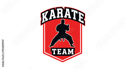 Karate Team Logo with Martial Arts Silhouette.