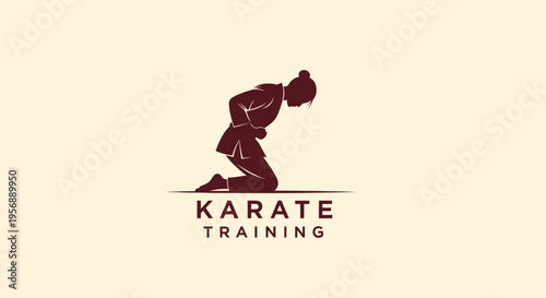 Karate training silhouette of a person bowing respectfully.
