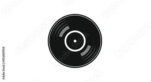 A simple black and white illustration of a vinyl record