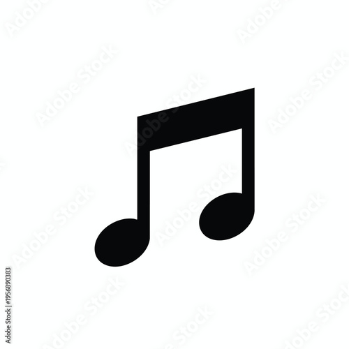 A black musical eighth note symbol against a white background