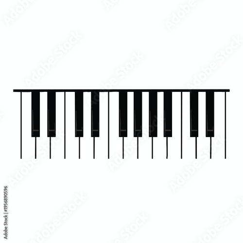 A simple black and white illustration of a segment of piano keys