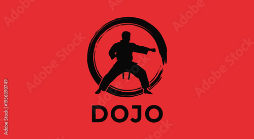 Martial Arts Silhouette in Dojo Emblem.