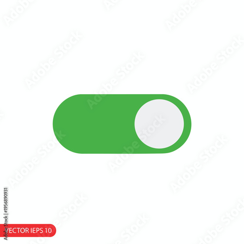 A green and white toggle switch icon, with the switch handle on the right