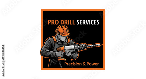 Pro Drill Services Logo with Worker Operating a Jackhammer for Precision and Power.