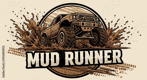 Mud Runner Off-Road Truck Adventure Logo Design.