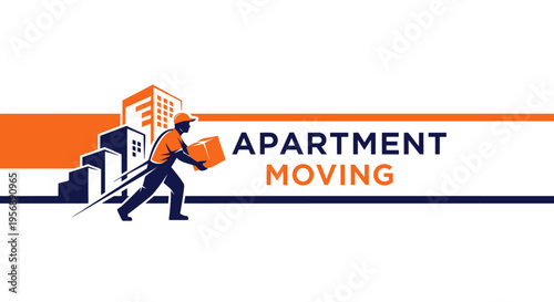 Professional Mover Carrying Box for Apartment Relocation Service.