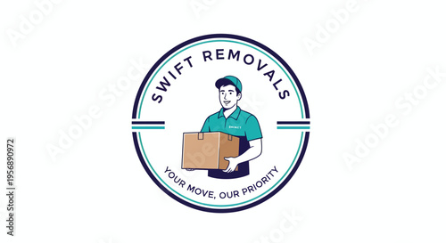 Professional mover holding a box, representing swift and efficient removal services.