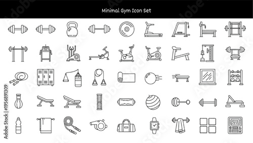 Collection of Minimalist Gym and Fitness Equipment Icons