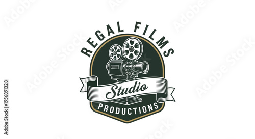Vintage Regal Films Studio Productions Logo with Old Camera.