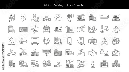 Minimal Building Utilities Icon Set for Architecture and Design