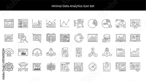 Minimalist Data Analytics Icon Set for Digital Presentations