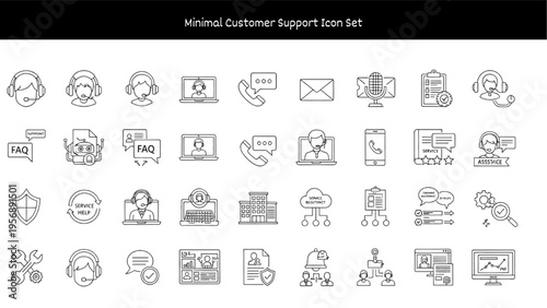 Minimalist Customer Support Icon Set for Business Communication