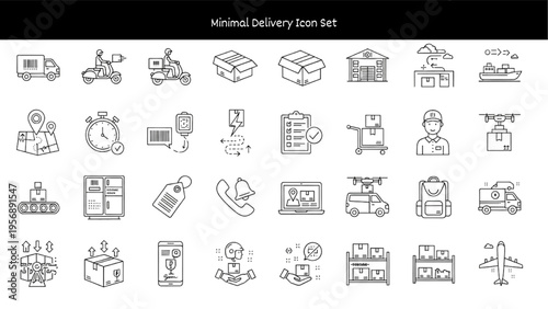 Minimal Delivery and Logistics Icons Set