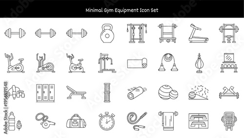Minimal Gym Equipment Icon Set for Fitness and Workout