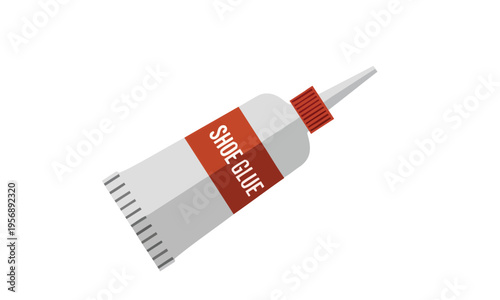 A concept illustration of a tube of specialized adhesive, designed for the repair of footwear, symbolizing mending, bonding, and practical DIY solutions for durable shoe restoration