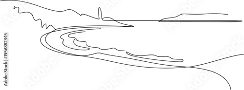 Sea bay graphic. one line art icon drawing vector