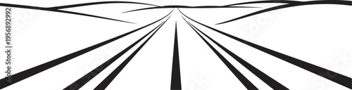 Prairie road graphic black white desert. one line art icon drawing vector