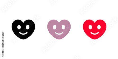 Heart smile icon in flat design. Happy love emoji symbol