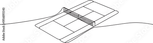 Tennis court sport. one line art icon drawing vector