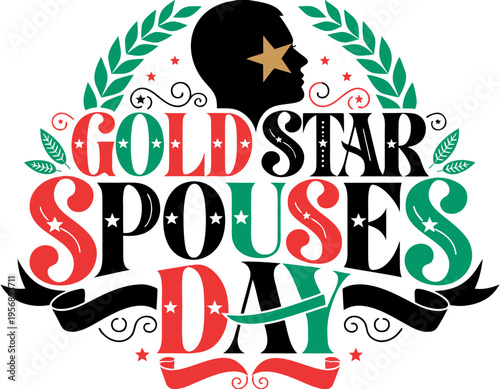 Gold Star Spouses Tribute Vector, Military Family and Honor Concept Illustration