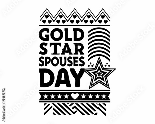 Gold Star Spouses Tribute Vector, Military Family and Honor Concept Illustration