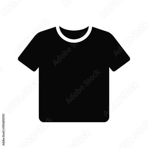 A simple black t-shirt icon representing a casual garment for everyday wear and fashion apparel isolated on white background, Vector, illustration