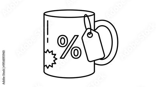 Discount Mug with Price Tag Icon