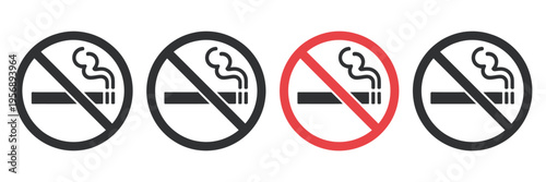 No Smoking Icon, cigarette with smoke prohibited vector, outline and solid design, symbolizing no smoking areas, health protection, and public safety concept, clean modern illustration.
