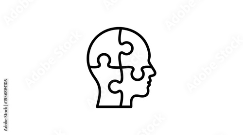 Head Silhouette Composed of Puzzle Pieces