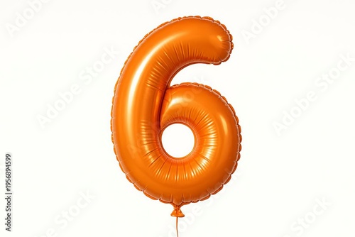 An orange balloon with the number 6 on a white background
