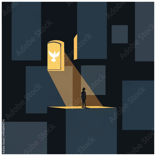 Man Standing Near Open Doorway With Light.