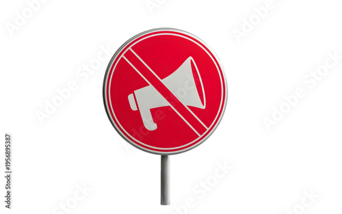 No Loudspeaker Sign Prohibiting Noise isolated on transparent background.