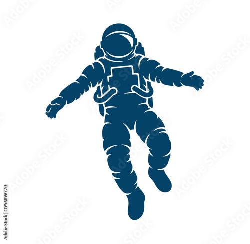 astronaut floating in zero gravity with arms outstretched in space