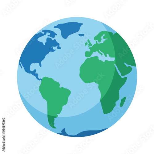 A simple flat illustration of the Earth showing continents and oceans