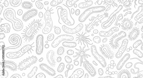 Bacteria Pattern Background – Microorganism Germ Texture Medical Science Illustration
