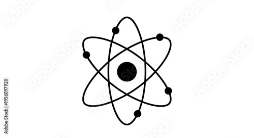 Atom Structure Icon – Science Physics Atomic Model Symbol Illustration