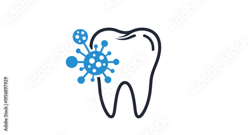 Tooth with Bacteria Icon – Dental Hygiene Infection and Oral Health Illustration