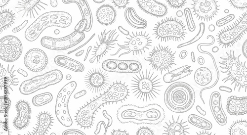 Bacteria Pattern Background – Microorganism Germ Texture Medical Science Illustration