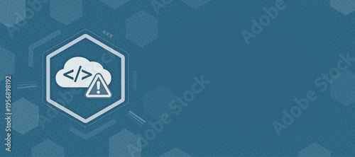 Cloud coding software development error warning vector illustration with copy space for programming and server technical issues