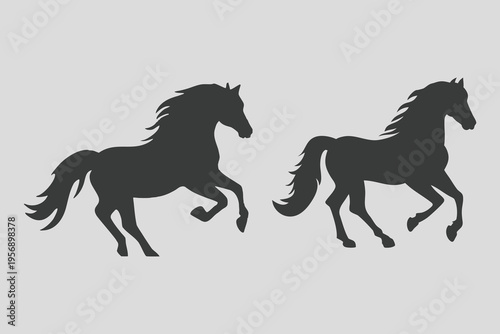 Running Horses silhouette set vector illustration. horses running on a white background. Perfect for themes related to horse racing, equestrian, and equine.