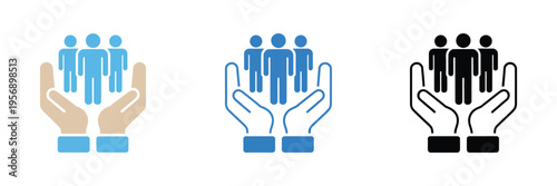 Employee Empowering Icon, various style icons showing employee encouragement, professional development