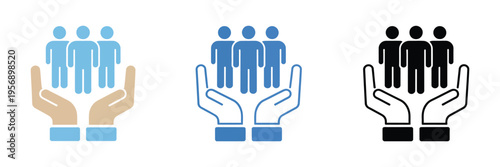 Employee Empowering Icon, various style icons showing employee encouragement, professional development